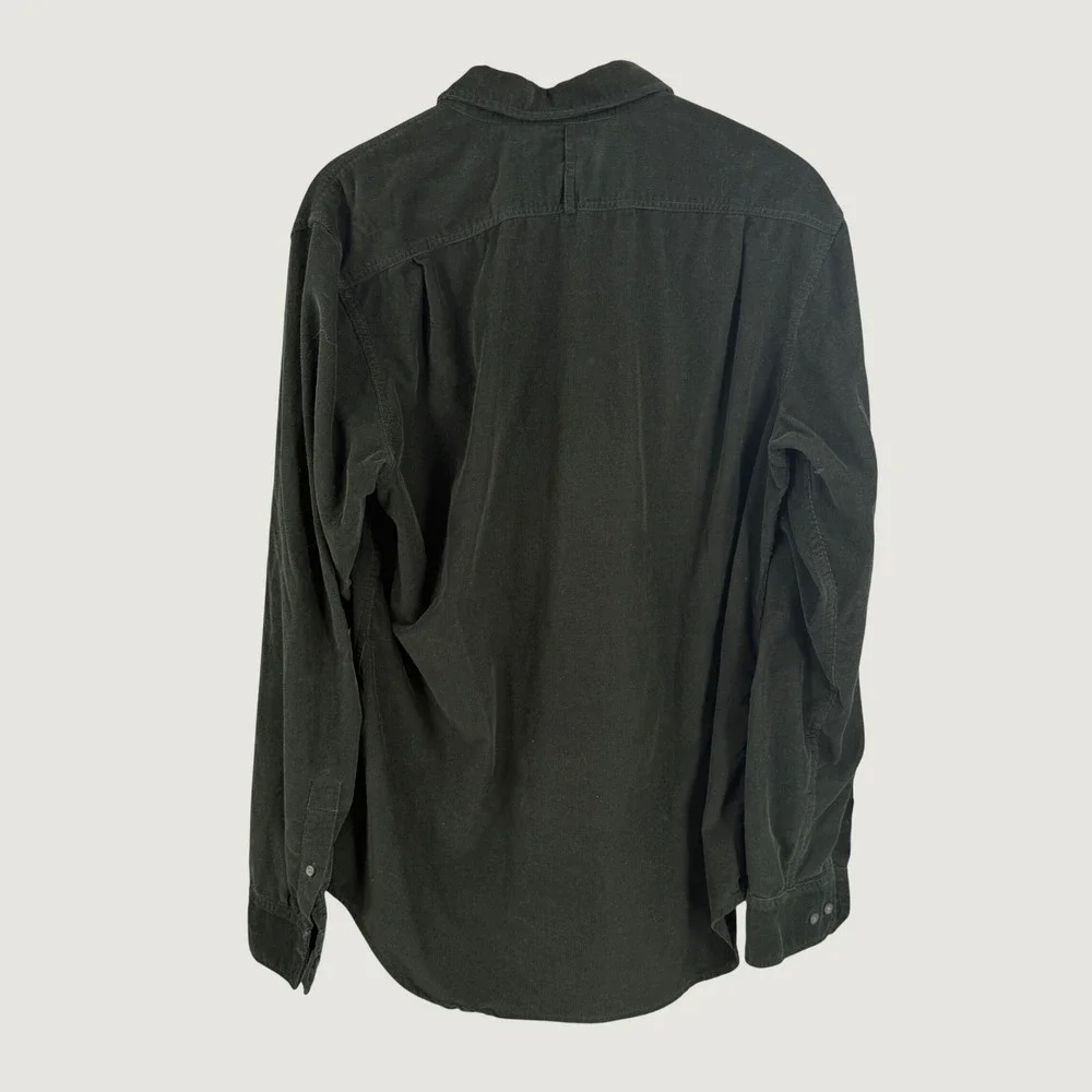Banana Republic Slim Fit Corduroy Shirt Mens Medium Green Long Sleeve Button Up